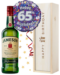 65th Birthday Irish Whiskey and Balloon Gift