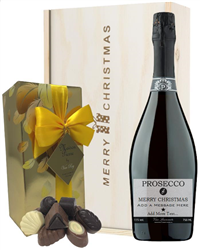 Personalised Christmas Prosecco and Chocolates Gift Box